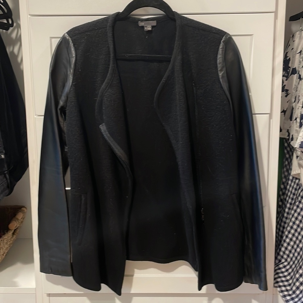 Vince mixed material sweater jacket